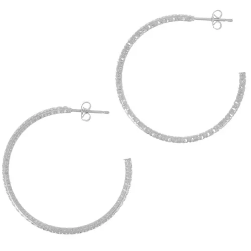 Aros abiertos de diamantes 36 mm - Chapado en plata fina x2