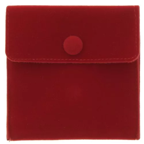 Bolsa de terciopelo con broche de presión para joyas 100x95 mm - Rojo x1