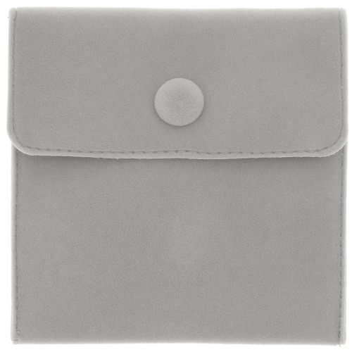 Bolsa de terciopelo con broche de presión para joyas 100x95 mm - Gris x1