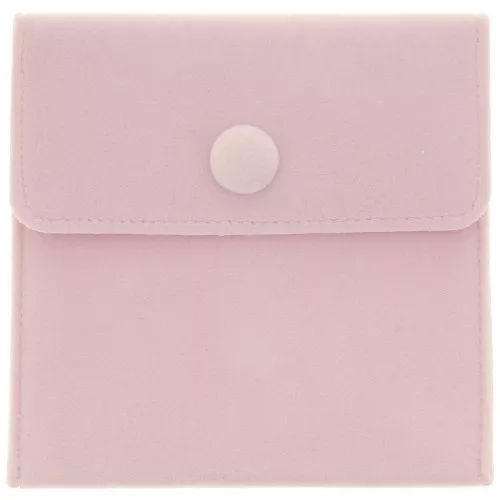 Bolsa de terciopelo con broche de presión para joyas 100x95 mm - Rosa claro x1