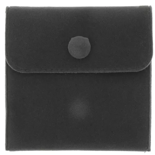 Bolsa de terciopelo con broche de presión para joyas 100x95 mm - Negra x1