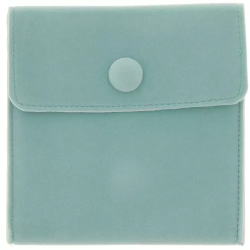 Bolsa de terciopelo con broche de presión para joyas 100x95 mm - Turquesa x1