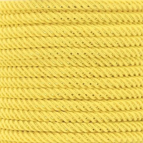 Cordón de poliéster trenzado e hilo metálico 3 mm - Amarillo - Oro x1m