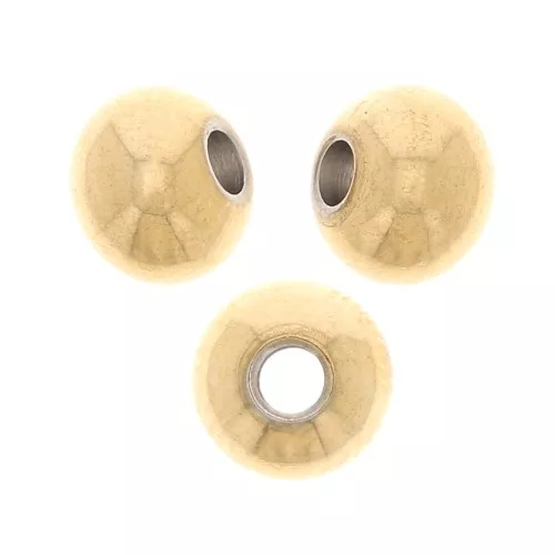 Cuentas redondas aplanadas 6x4,7 mm - Acero inoxidable dorado 304 x10