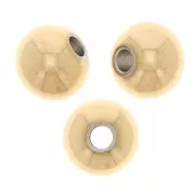 Cuentas redondas aplanadas 8x6,7 mm - Acero inoxidable dorado 304 x10