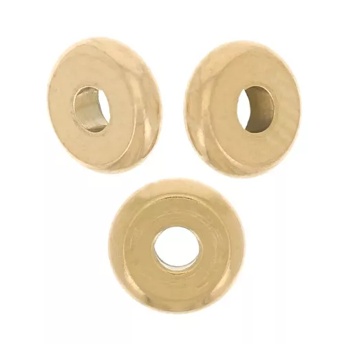 Cuentas arandalas Heishi - disco plano 5x1,5 mm - Acero inoxidable 304L Dorado x10