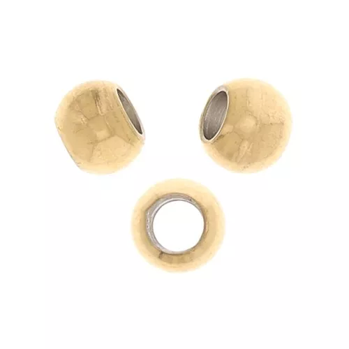 Cuentas redondas aplanadas 3x2 mm - Acero inoxidable dorado 304 x10
