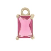 Mini Charm Rectángulo con óxido de zirconio 8,5x5 mm - Dorado - Fucsia x1