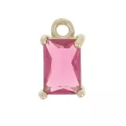 Mini Charm Rectángulo con óxido de zirconio 8,5x5 mm - Dorado - Fucsia x1