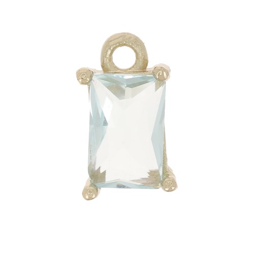 Mini Rectángulo con óxido de zirconio 8.5x5 mm - Dorado - Aguamarina x1