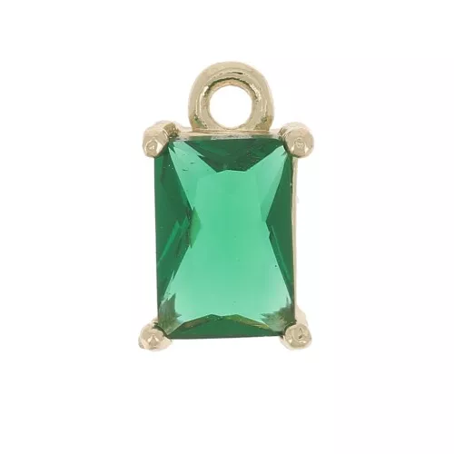 Mini Rectángulo con óxido de zirconio 8.5x5 mm - Dorado - Esmeralda x1
