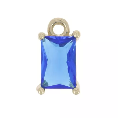 Mini Rectángulo con óxido de zirconio 8.5x5 mm - Dorado - Zafiro x1