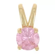 Colgante redondo con óxido de zirconio 6 mm - Dorado - Rosa claro x1