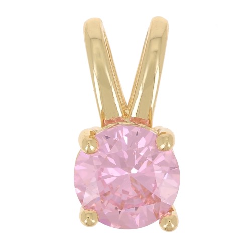 Colgante redondo con óxido de zirconio 6 mm - Dorado - Rosa claro x1