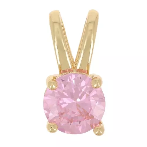 Colgante redondo con óxido de zirconio 6 mm - Dorado - Rosa claro x1