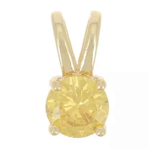 Colgante redondo con óxido de zirconio 6 mm - Dorado - Amarillo x1