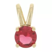 Colgante redondo con óxido de zirconio 6 mm - Dorado - Fucsia x1