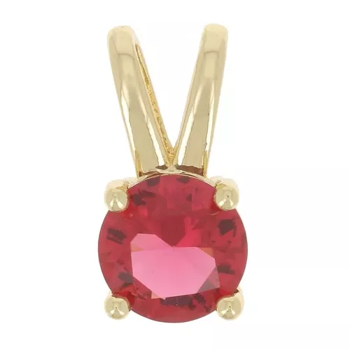 Colgante redondo con óxido de zirconio 6 mm - Dorado - Fucsia x1
