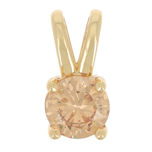 Colgante redondo con óxido de zirconio 6 mm - Dorado - Topacio claro x1