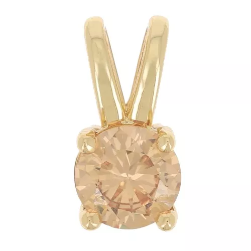 Colgante redondo con óxido de zirconio 6 mm - Dorado - Topacio claro x1