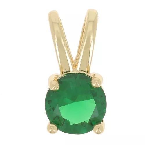 Colgante redondo con óxido de zirconio 6 mm - Dorado - Esmeralda x1