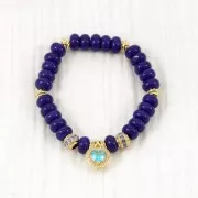 Colgante Corazón con óxido de zirconio 14x11 mm - Dorado - Cristal - Azul claro x1