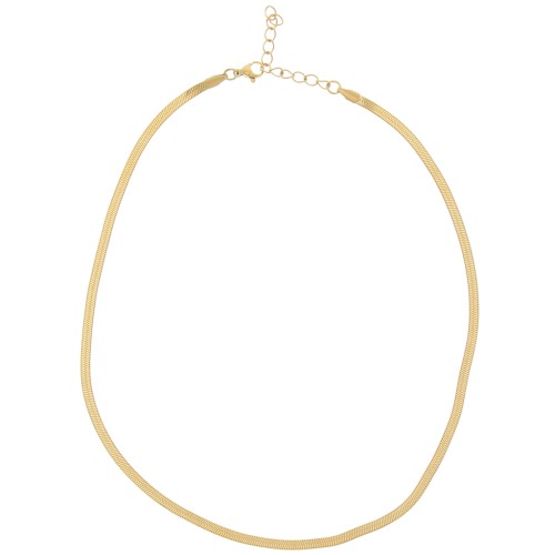 Gargantilla de malla espejo - serpiente plana 3,3 mm - Acero inoxidable 304 Oro x46cm