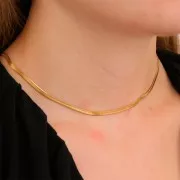 Gargantilla de malla espejo - serpiente plana 3,3 mm - Acero inoxidable 304 Oro x46cm