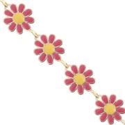 Cadena de margaritas de fantasía 10 mm oro - fucsia - amarillo x99cm