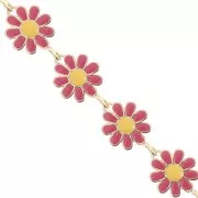 Cadena de margaritas de fantasía 10 mm oro - fucsia - amarillo x99cm