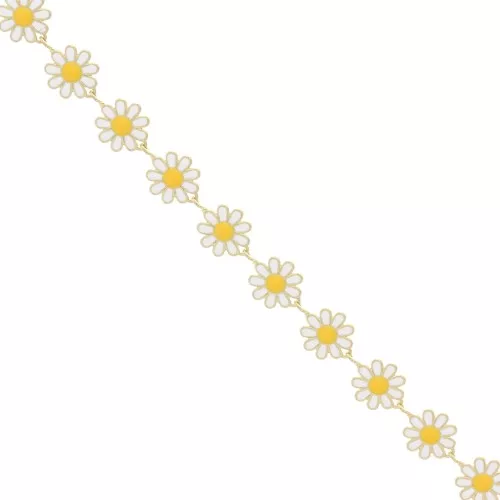 Cadena de margaritas de resina epoxi de 10 mm - Oro - Blanco - Amarillo x99cm
