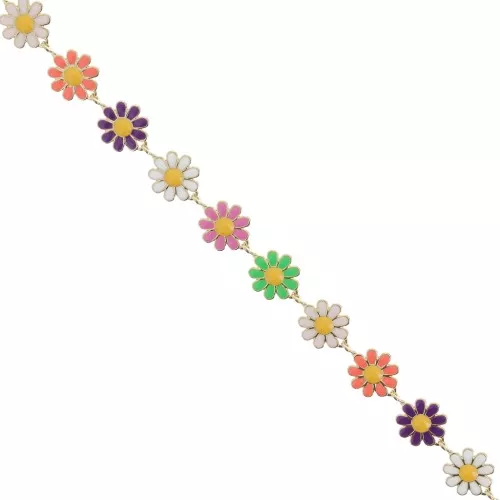 Cadena de margaritas de fantasía 10 mm - Oro - Multicolor x99cm