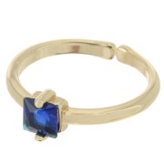 Anillo fino ajustable con óxido de zirconio cuadrada - Oro - Zafiro x1|raw }}