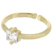 Anillo fino ajustable con óxido de zirconio cuadrada - Oro - Cristal x1|raw }}