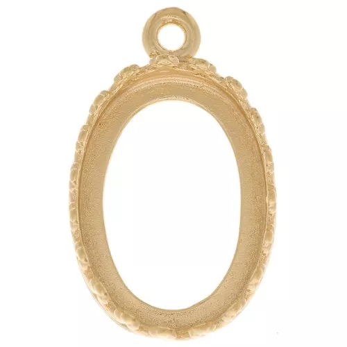 Juego de colgante ovalado - diseño de corona para cabujón 14x10 mm - Chapado en oro x1