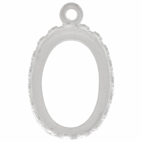 Juego de colgante ovalado - diseño de corona para cabujón 14x10 mm - Chapado en plata