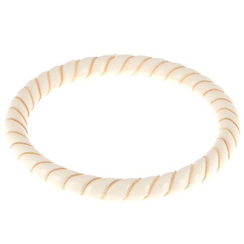 Collar retorcido de resina opaca con alambre de oro 64 mm - Crudo x1