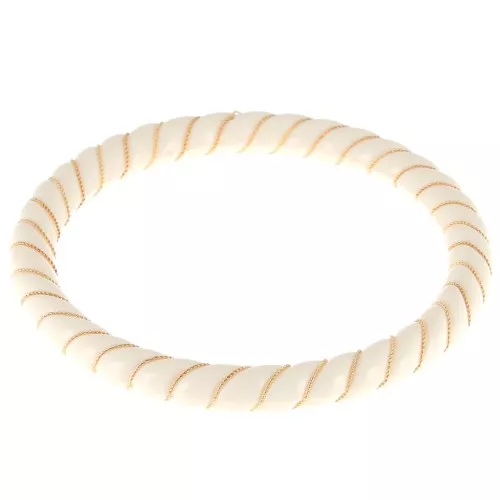 Collar retorcido de resina opaca con alambre de oro 64 mm - Crudo x1