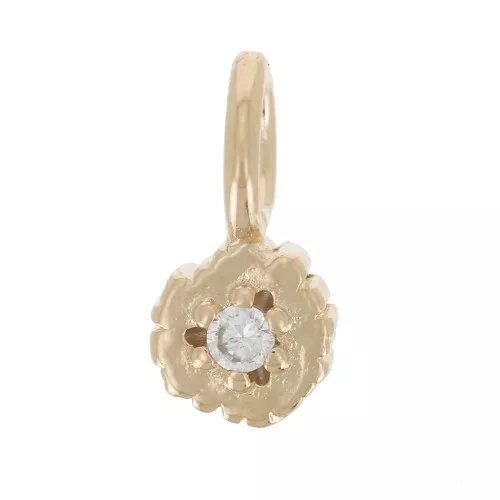 Mini Charm de Flor con óxido de zirconio de 4mm - 3 Micras de Dorado - Cristal x1