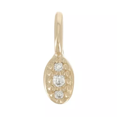 Mini Charm Ovalado con óxido de zirconio 8.5x3 mm - 3 Micras de Dorado - Cristal x1