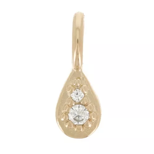 Mini Charm Gota con óxido de zirconio 9x3 mm - Chapado en Oro 3 Micras - Cristal x1
