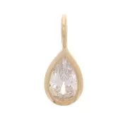 Mini encanto gota con un óxido de zirconio 10x4 mm - 3 micras de oro plateado - Cristal x1