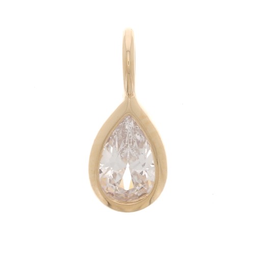 Mini encanto gota con un óxido de zirconio 10x4 mm - 3 micras de oro plateado - Cristal x1