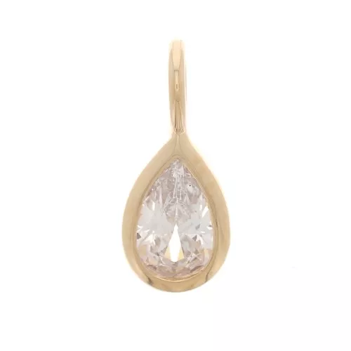 Mini encanto gota con un óxido de zirconio 10x4 mm - 3 micras de oro plateado - Cristal x1