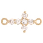 Espaciador de Cruz con óxido de zirconio 14x7.5 mm - 3 Micras de Oro - Cristal x1|raw }}