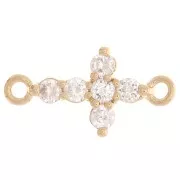 Espaciador de Cruz con óxido de zirconio 14x7.5 mm - 3 Micras de Oro - Cristal x1