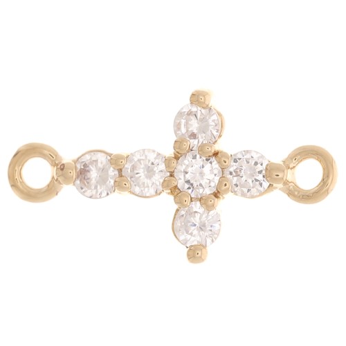 Espaciador de Cruz con óxido de zirconio 14x7.5 mm - 3 Micras de Oro - Cristal x1