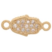 Espaciador de mano de Fatma con óxido de zirconio 16x7 mm - 3 micras chapado en oro - Cristal x1|raw }}