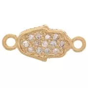 Espaciador de mano de Fatma con óxido de zirconio 16x7 mm - 3 micras chapado en oro - Cristal x1