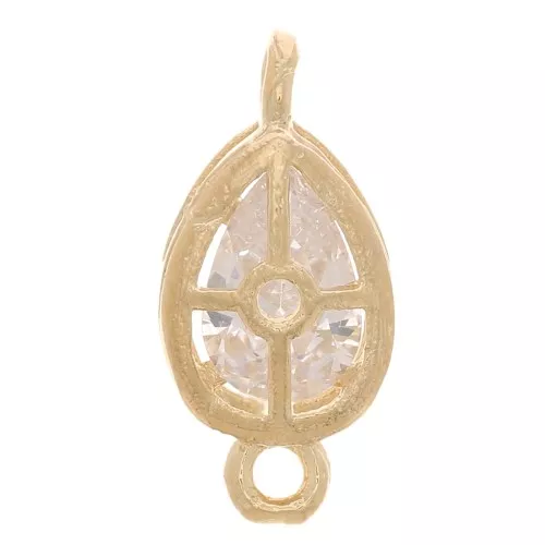 Espaciador de gota óxido de zirconio 12x6 mm 3 micras de oro chapado - Cristal x1
